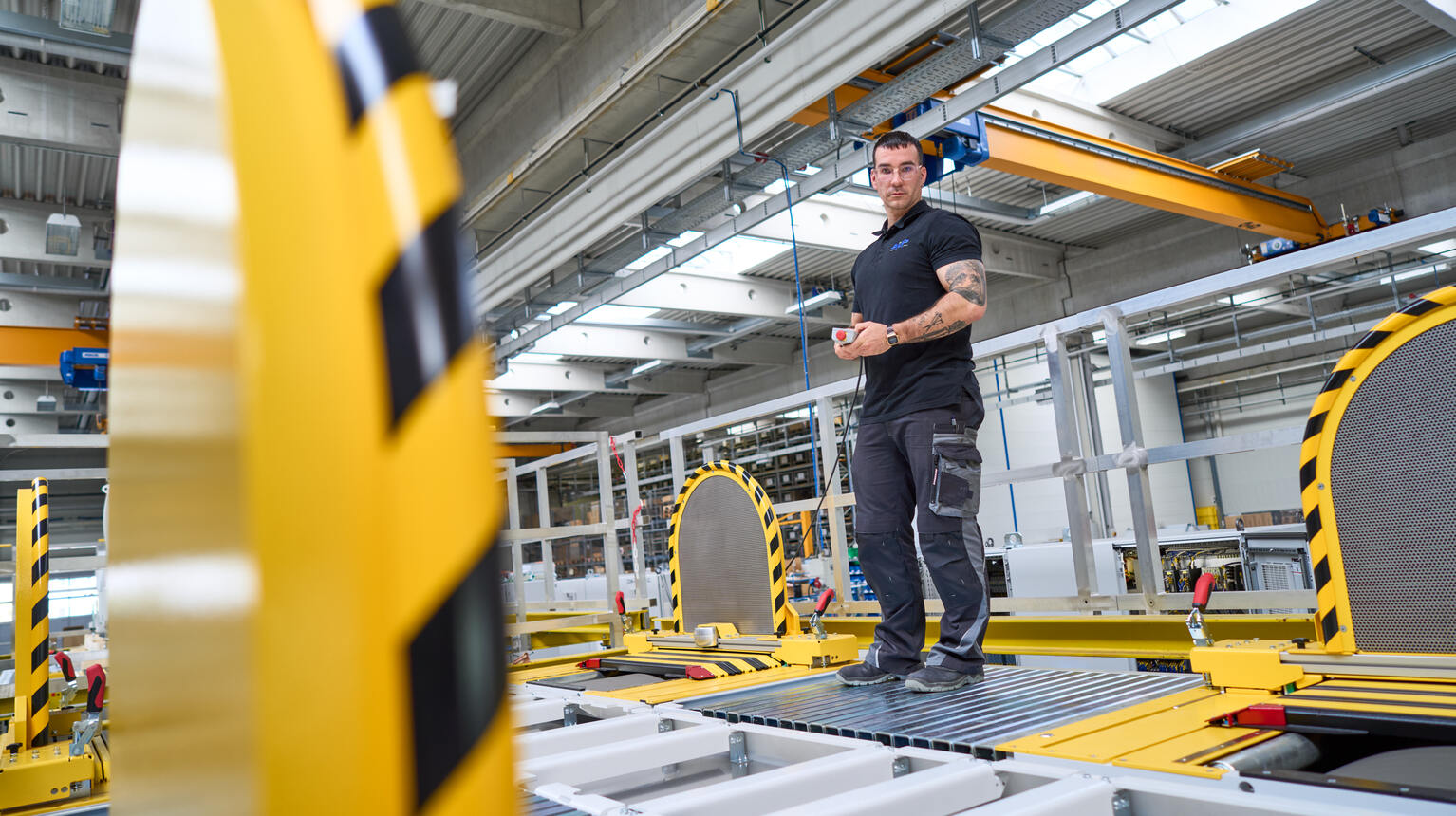Technician in assembly hall