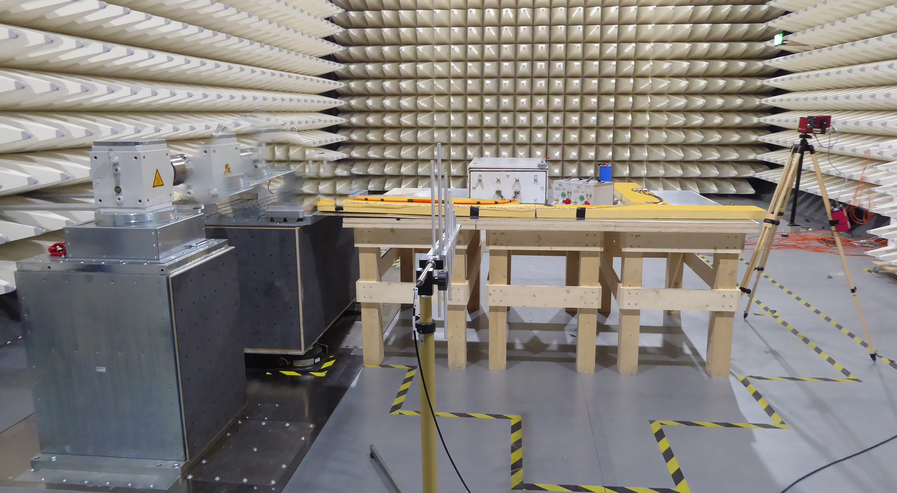 EMC measurement setup in anechoic chamber