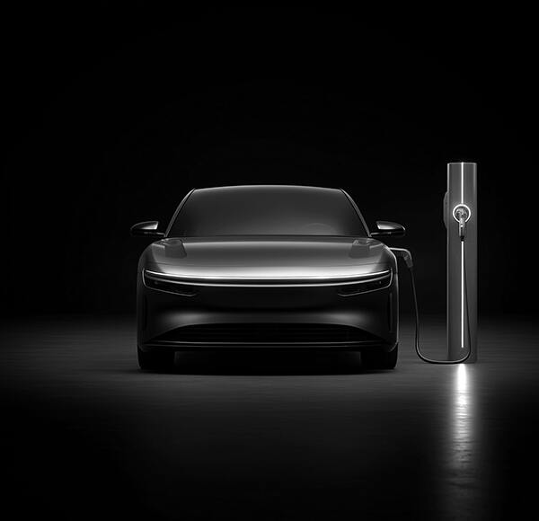 Elektrofahrzeug an Schnellladesäule