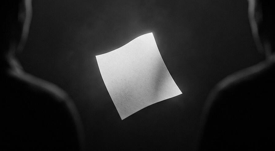 Sticky note in focus